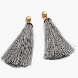 Hammered Metal and Silk Drop Earrings